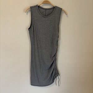 Lululemon Cinch It Dress Charcoal Grey Size 6 Tank Mini‎ Dress Pima Cotton Tie